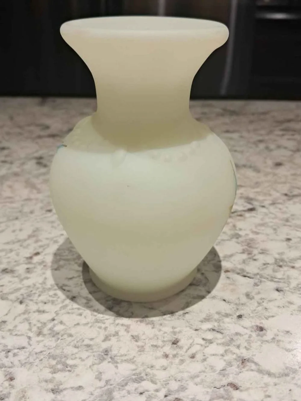 Fenton Uranium Glass Floral Vase Signed By Artist